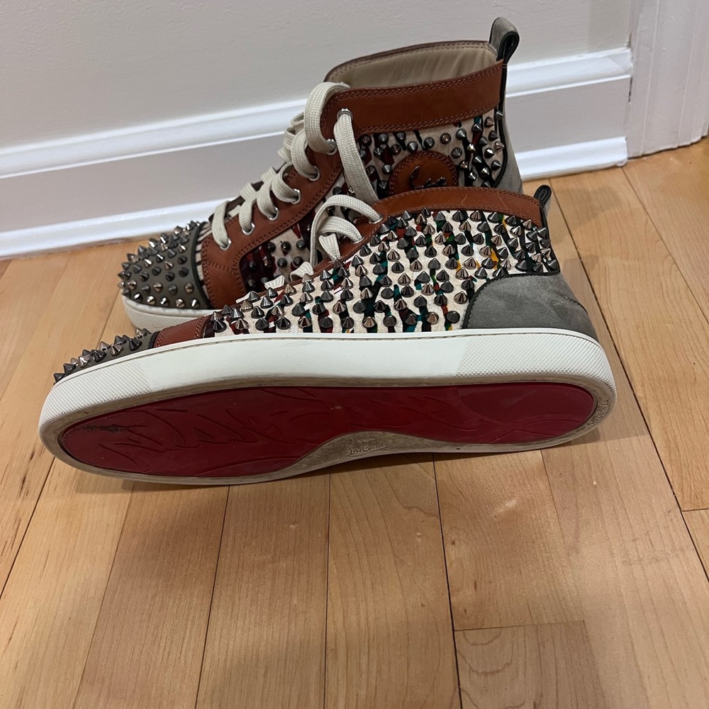 Christian Louboutin Spiked Multicolor High-Top Sneakers